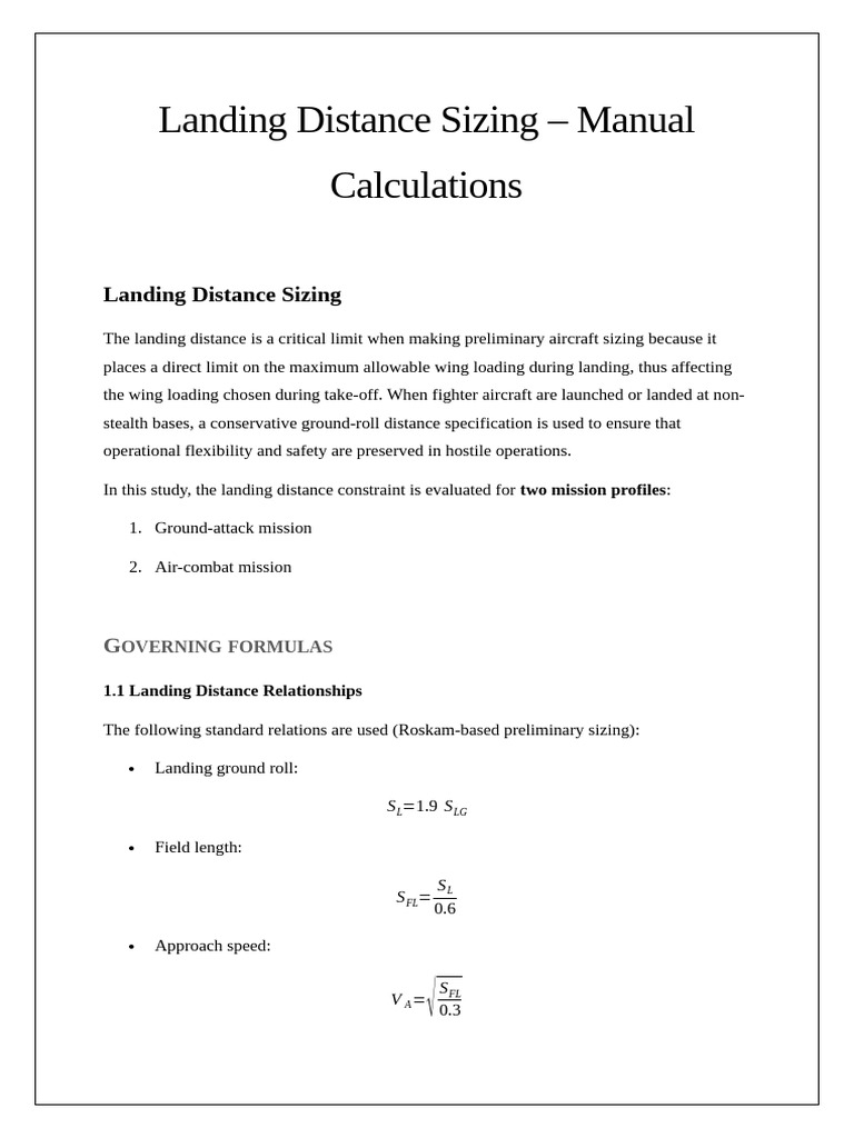 Landing Distance Sizing | PDF | Payload | Aerospace