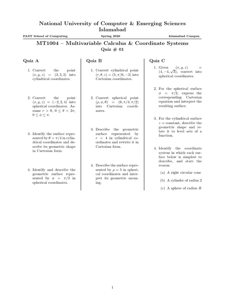 Multivariable_Calculus (1) | PDF | Coordinate System | Euclidean Geometry