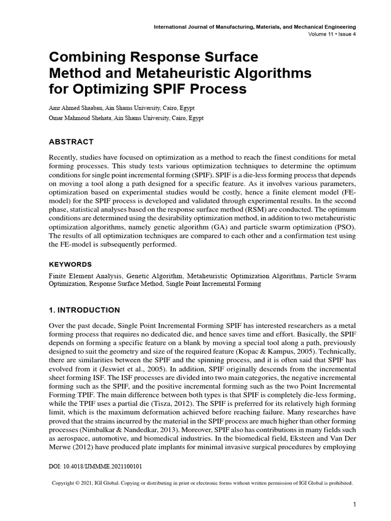 Combining Response Surface Method and Metaheuristic Algorithms For ...