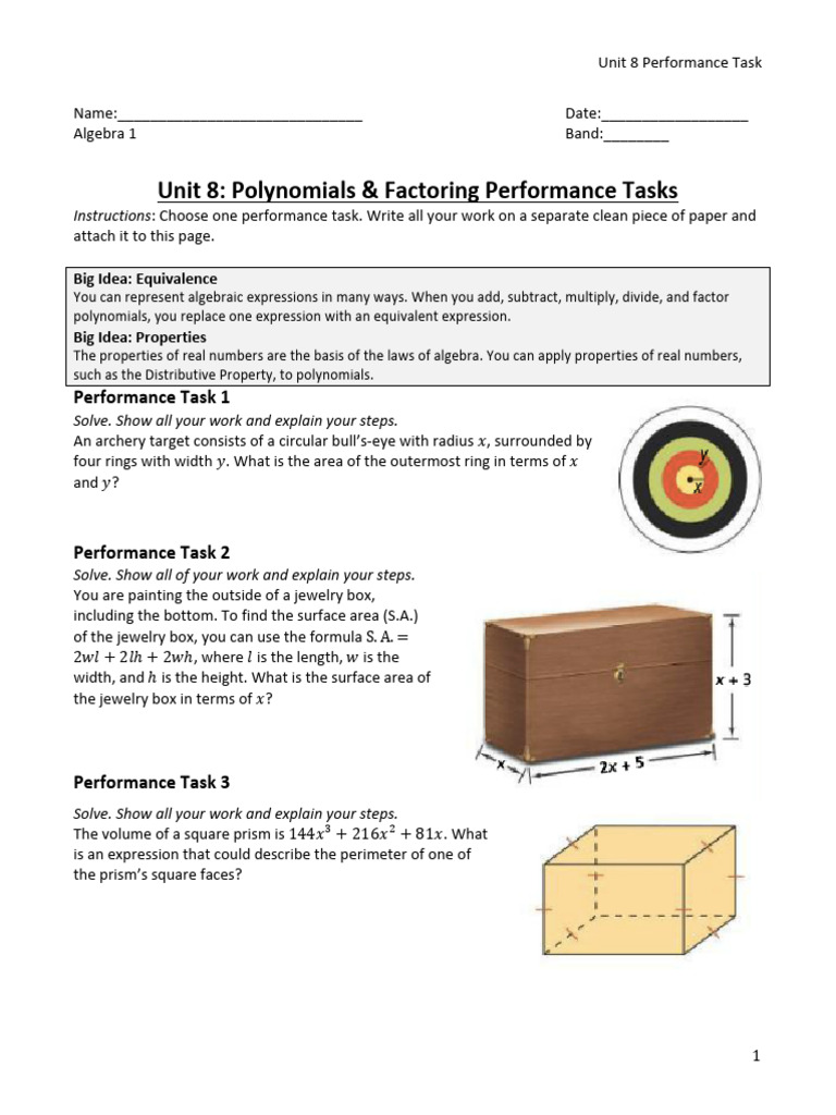 Grade 10 - Performance Task | PDF | Polynomial | Algebra