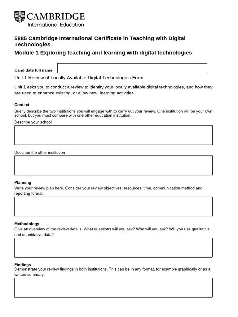 5885 Module 1 Unit 1 Review of Locally Available DT Form | PDF