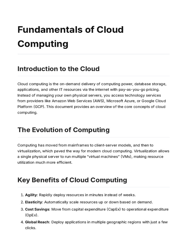 Cloud Computing Fundamentals | PDF | Cloud Computing | Software As A ...