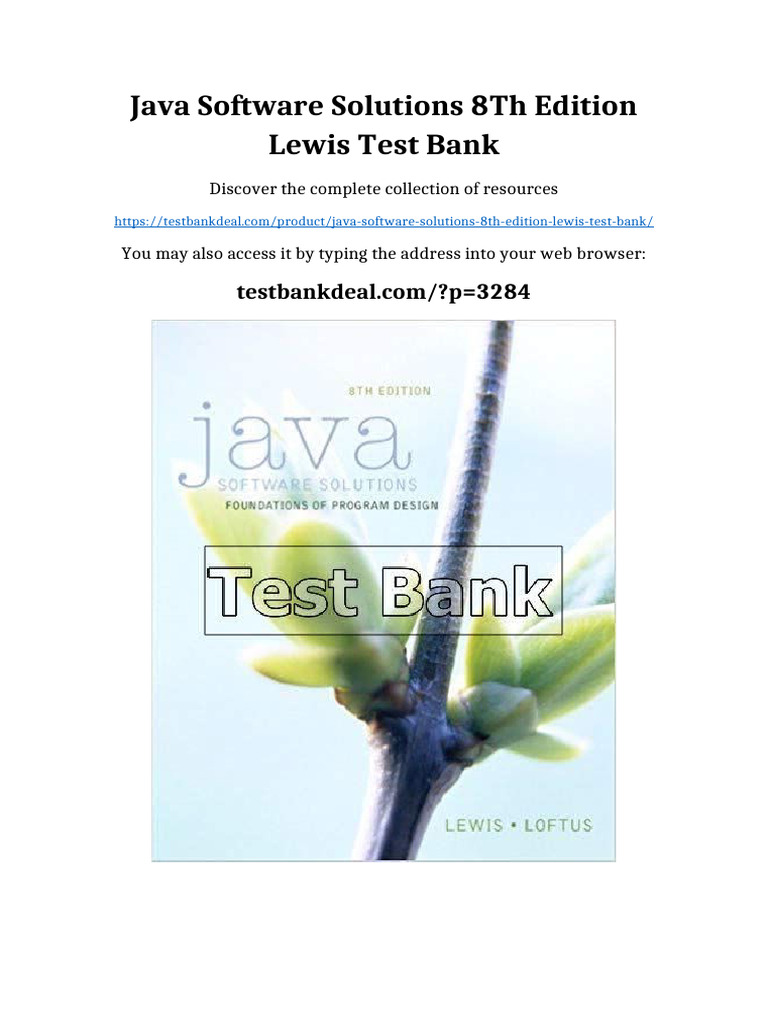 Java Software Solutions 8th Edition Lewis Test Bank full | PDF | Method ...