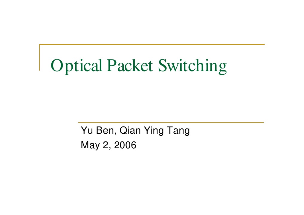 Optical Packet Switching Overview | PDF