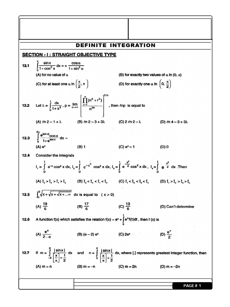 Definite Integration | PDF