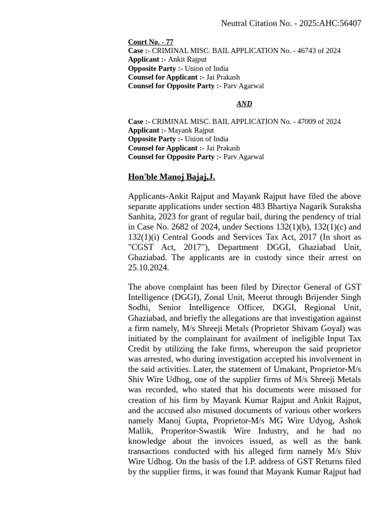 1556190ankit rajput (1) | PDF | Bail | Trials