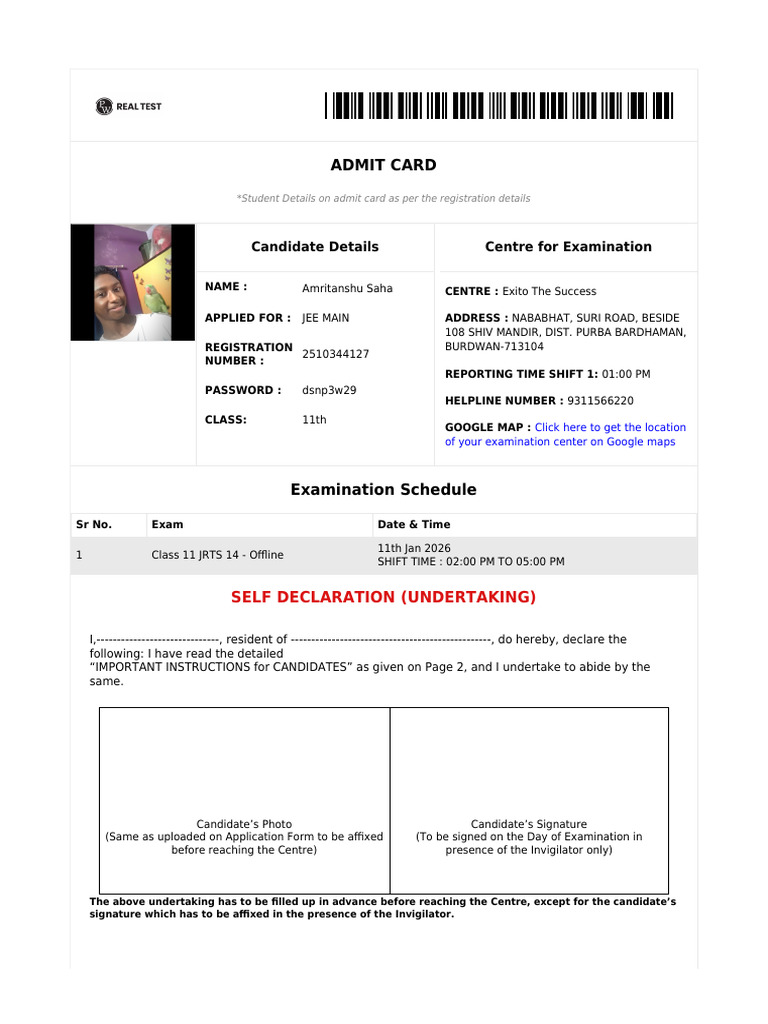 Admitcard_2510344127_6408241 | PDF