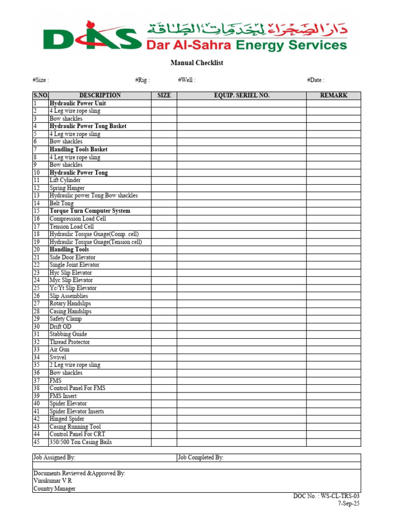 Manual Checklist | PDF