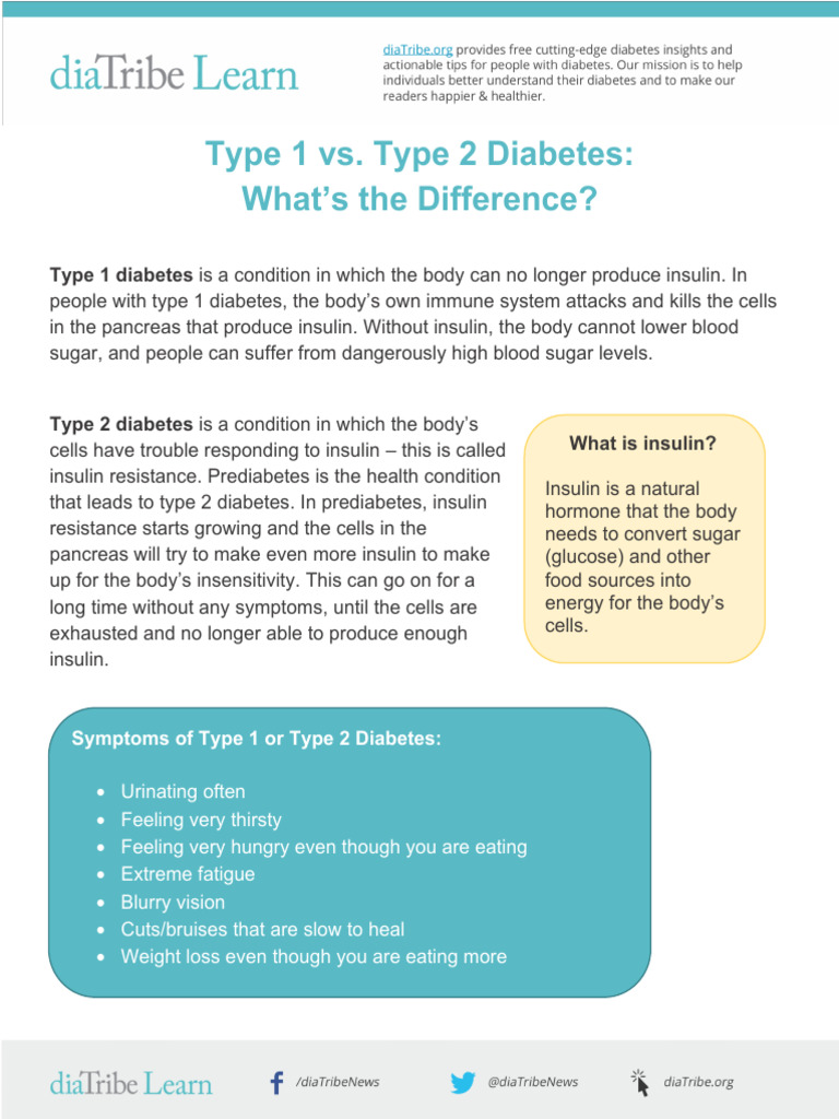 Type 1 vs. Type 2 Diabetes | PDF | Diabetes | Hyperglycemia