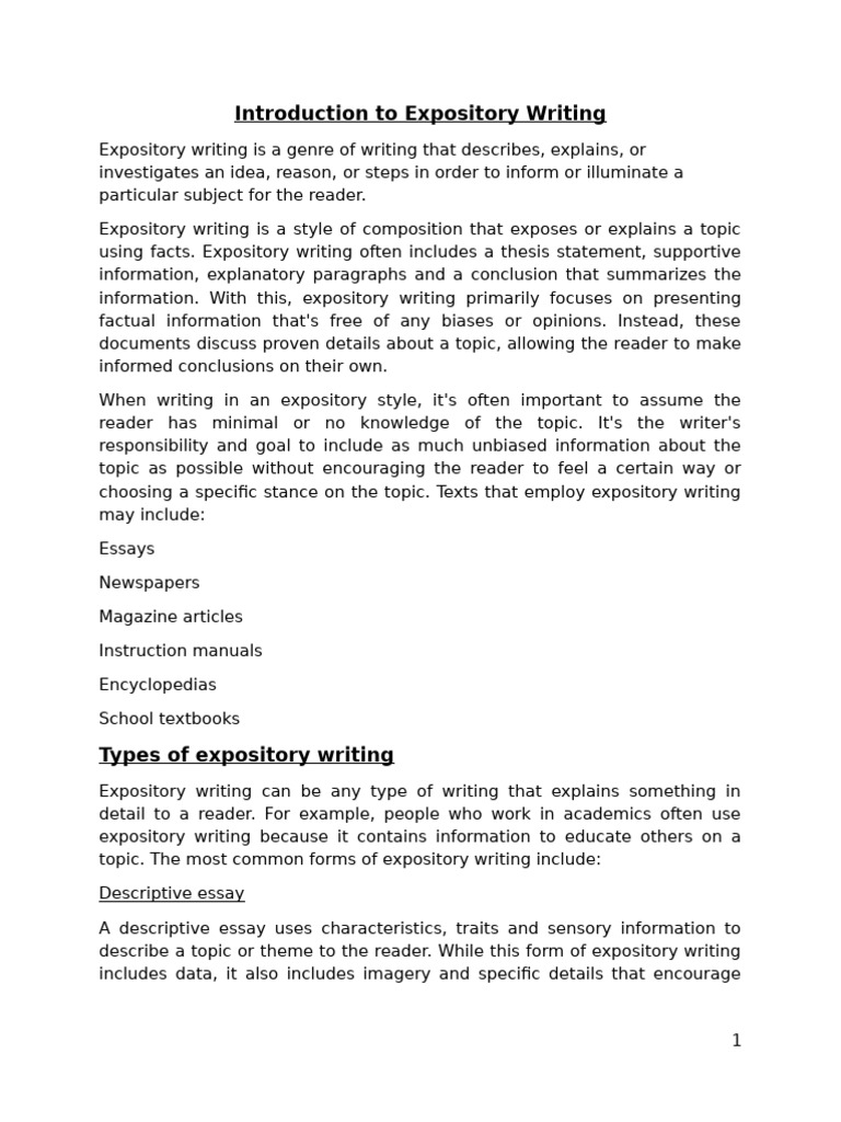 Introduction To Expository Writing | PDF | Essays | Human Communication