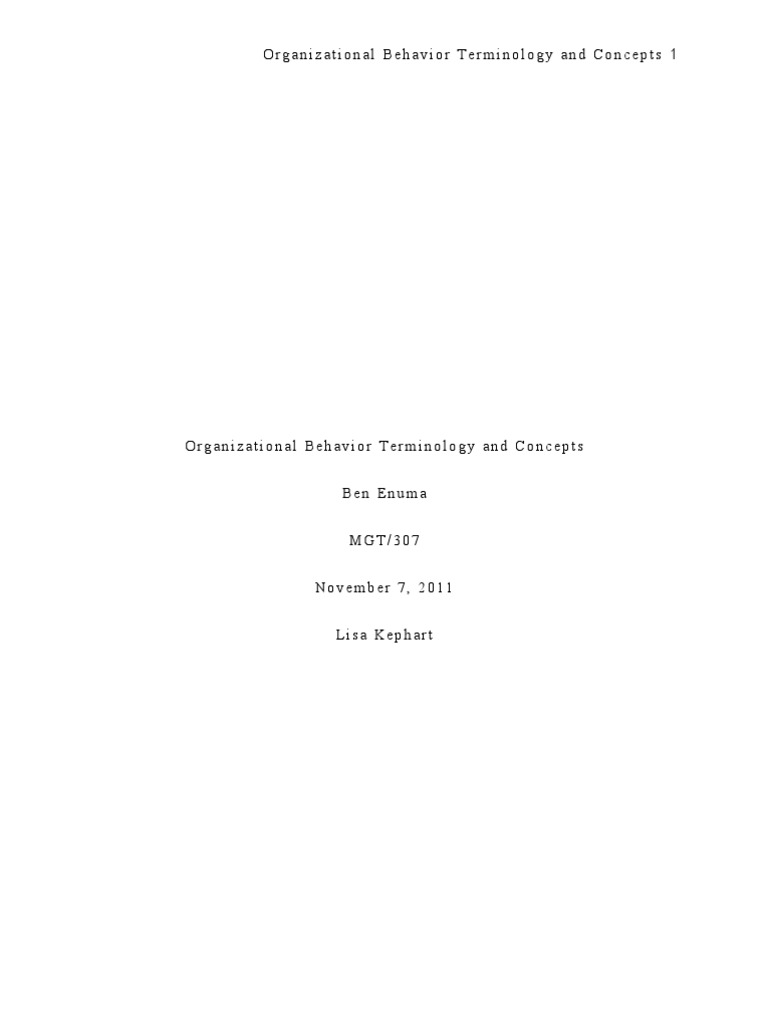 Key Concepts in Organizational Behavior | PDF | Value (Ethics ...