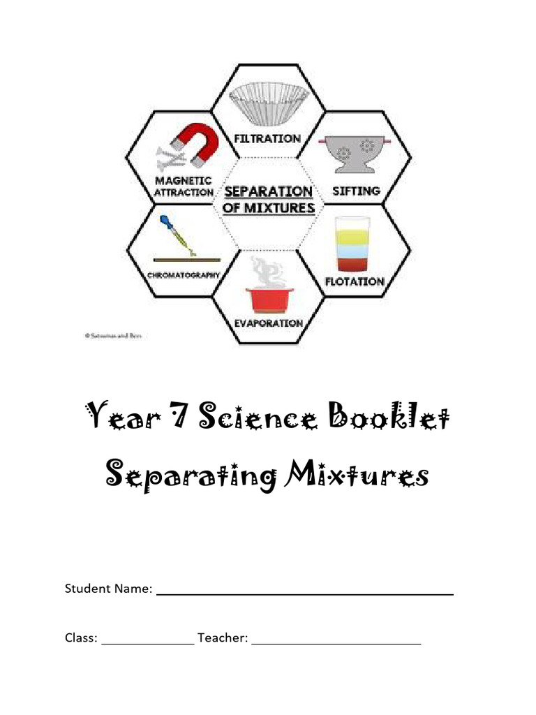 Booklet - Separating Mixtures | PDF | Mixture | Filtration