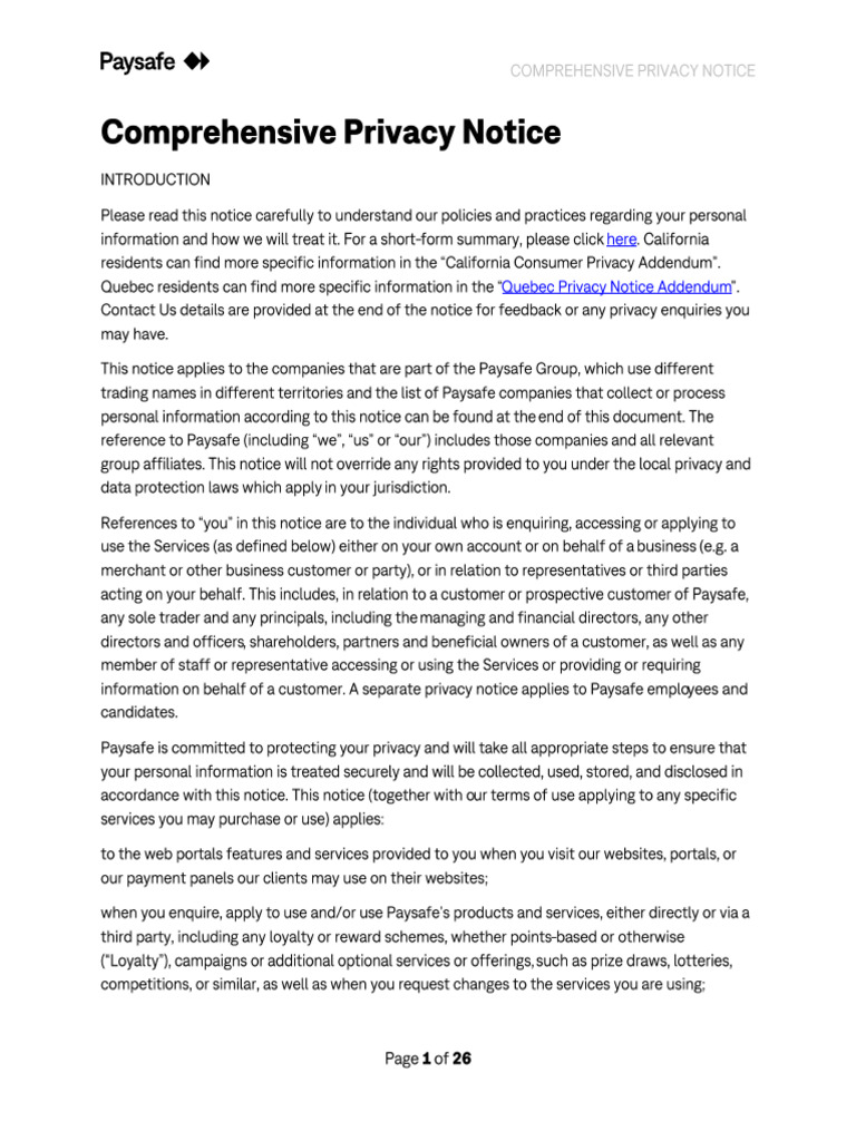 Comprehensive Privacy Notice en | PDF | Biometrics | Credit Card