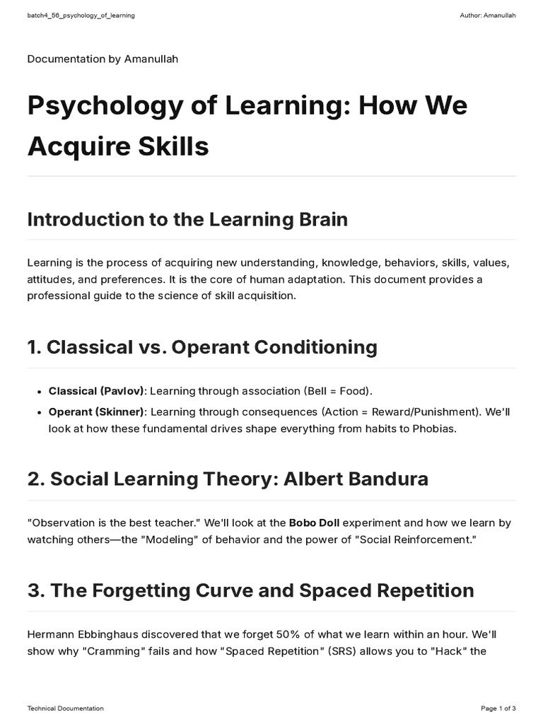 Batch4 56 Psychology of Learning | PDF | Learning | Neuroscience
