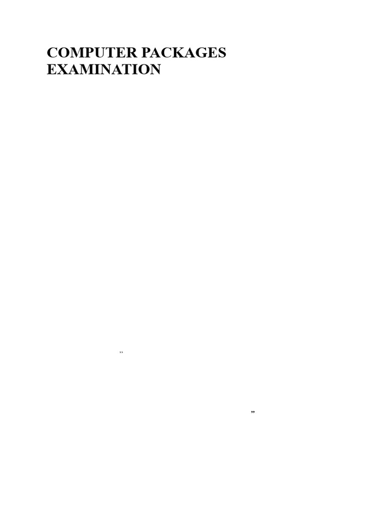 Computer Packages Examination | PDF | Microsoft Excel | Microsoft Word