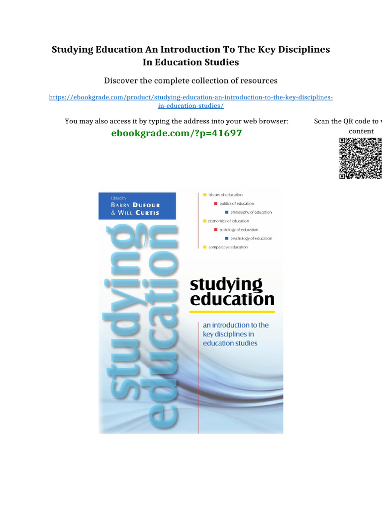 Studying Education An Introduction to the Key Disciplines in Education ...