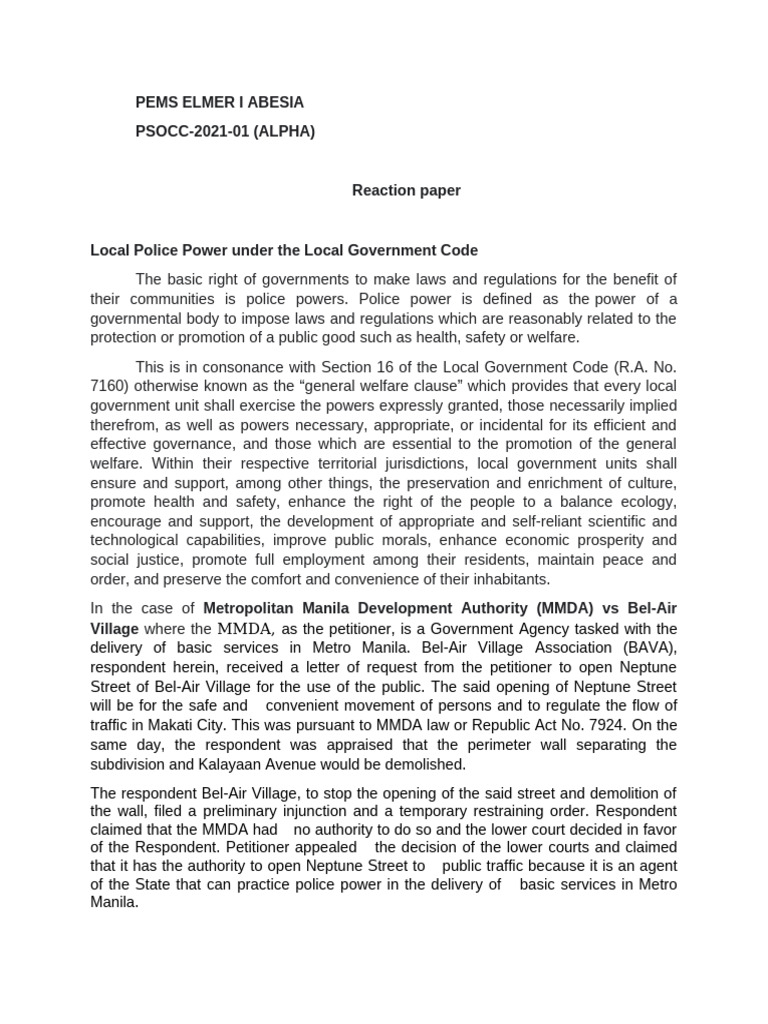 Reaction Paper. 1 Family and Person | PDF | Police Power (United States ...