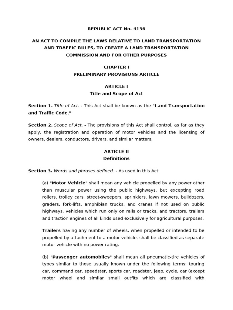 ra 4136 lto | PDF | Vehicle Registration Plate | Truck