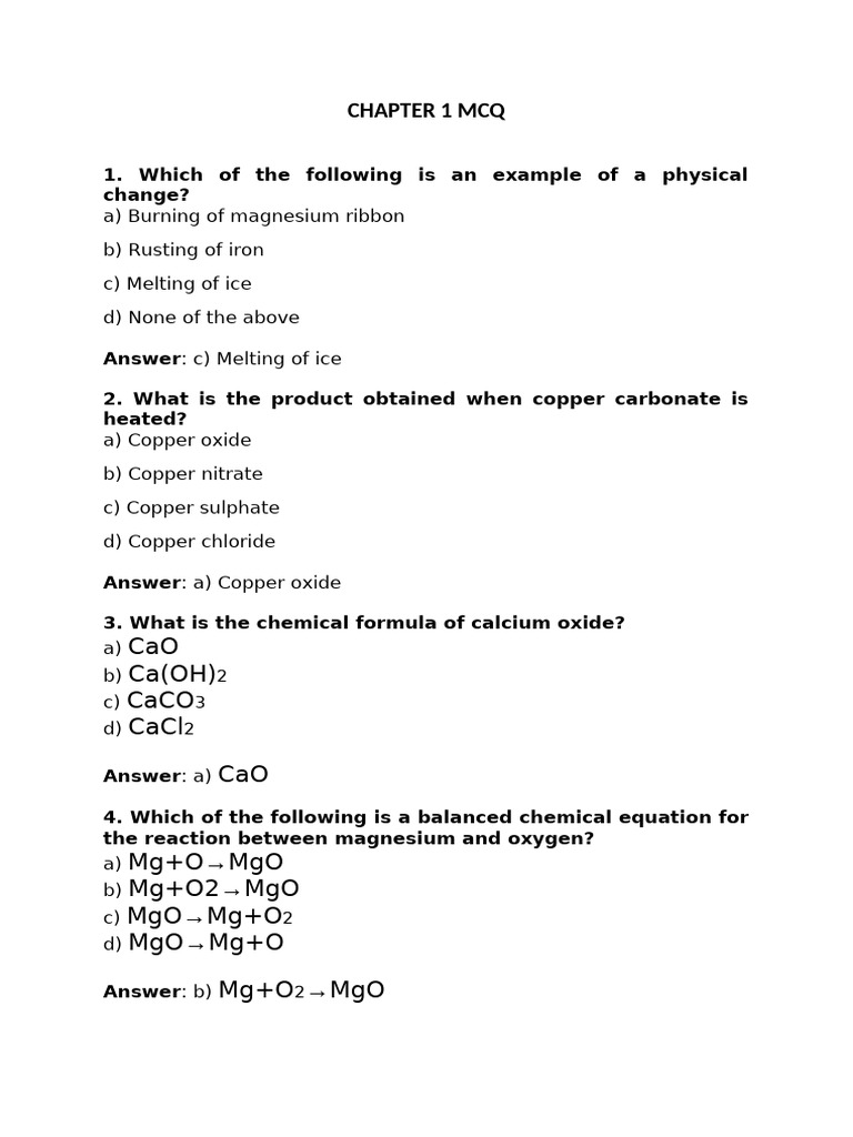 Chapter 1 MCQ | PDF