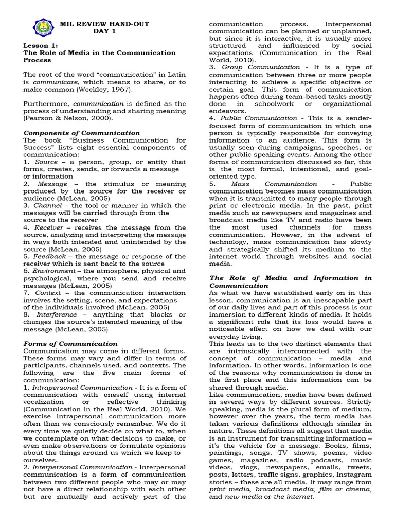 Day 2 Students Handout | PDF | Communication | Information Literacy