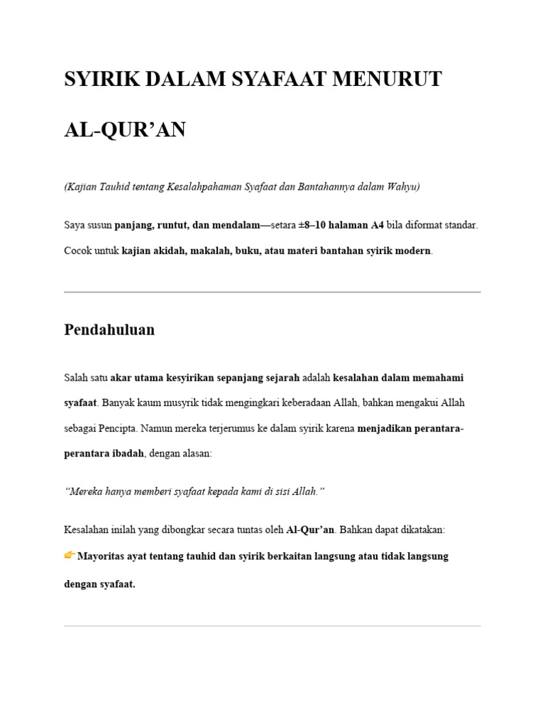 Syirik Dalam Syafaat | PDF