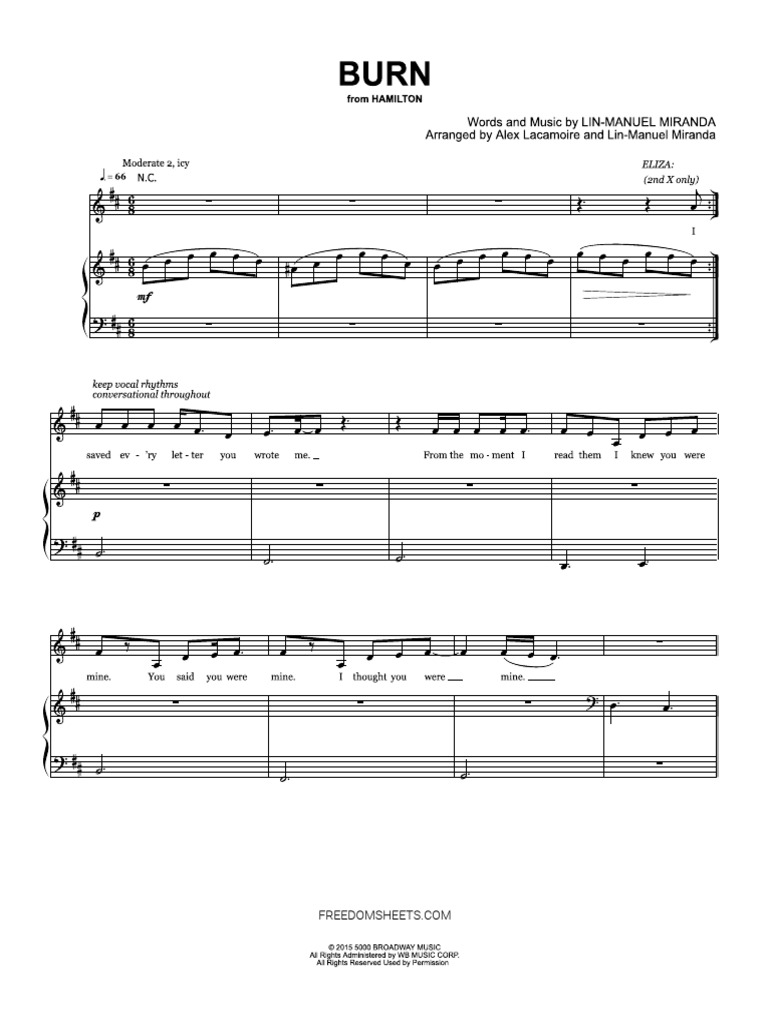 Lin-Manuel Miranda - Hamilton - Burn | PDF