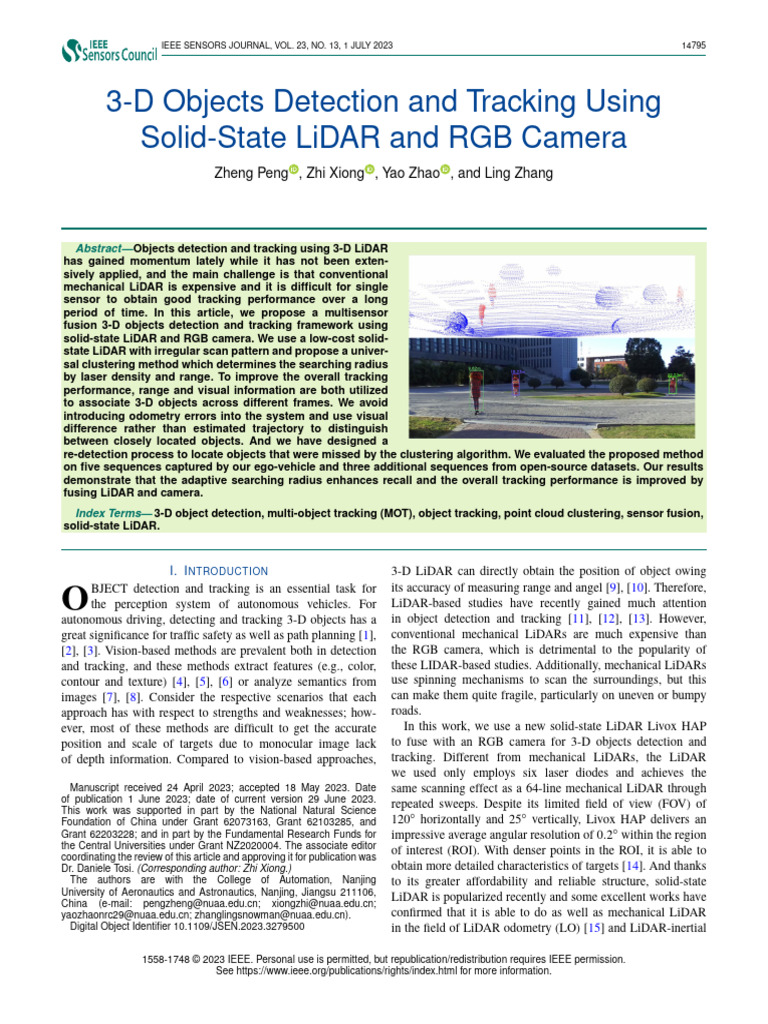3-D Objects Detection and Tracking Using Solid-State LiDAR and RGB ...