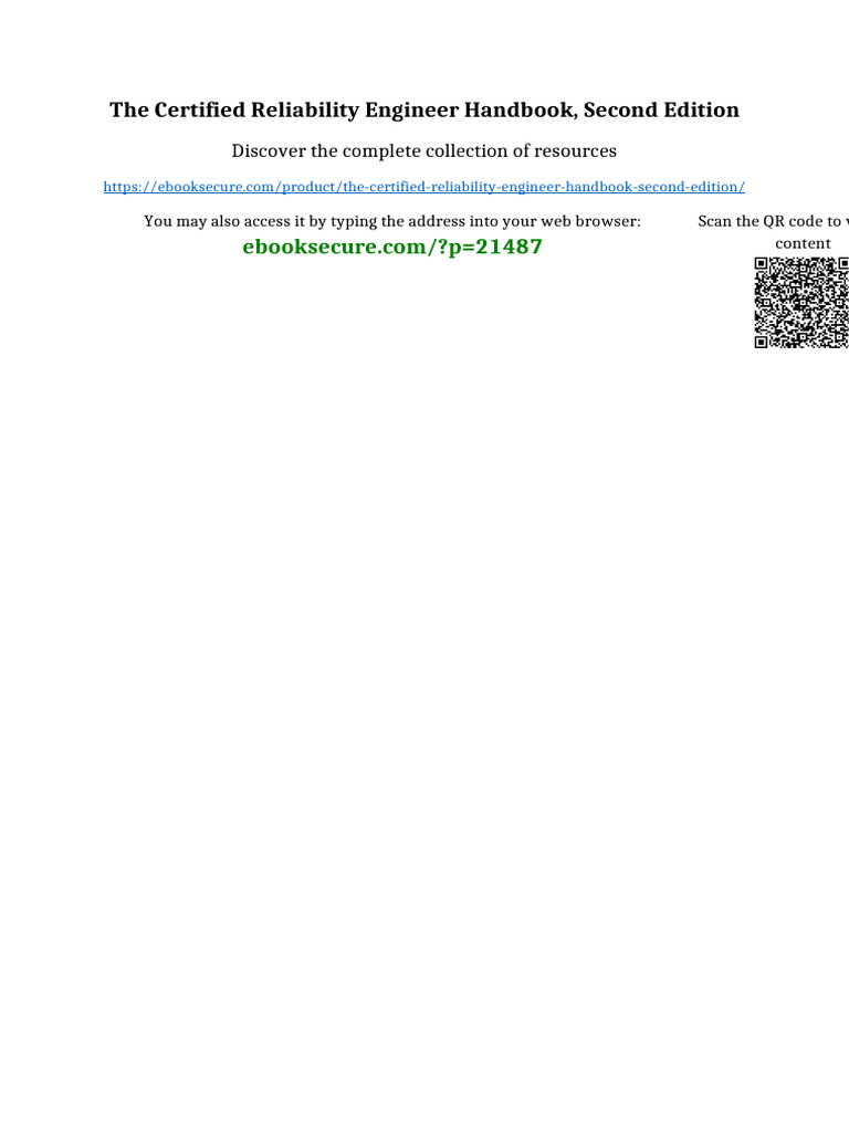 The Certified Reliability Engineer Handbook, Second Edition full | PDF ...