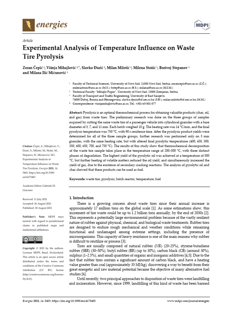 Experimental Analysis of Temperature Influence On | PDF | Pyrolysis ...