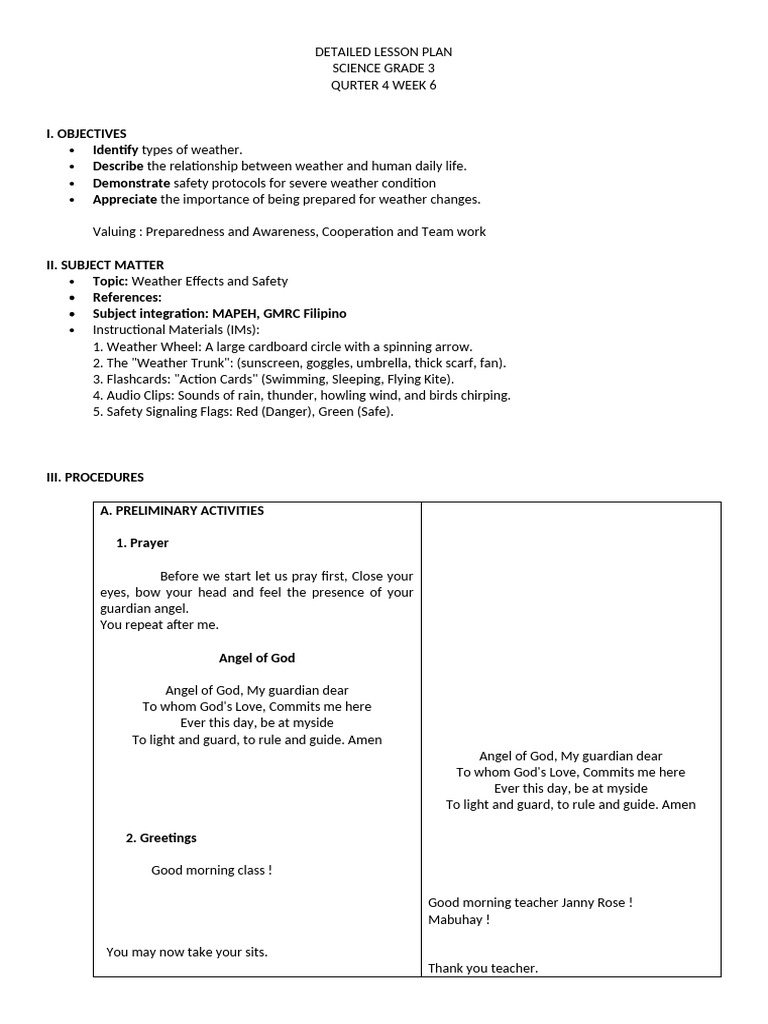 Final Demo Science DETAILED LESSON PLAN | PDF | Rain | Weather
