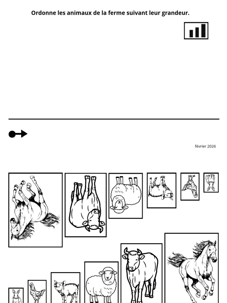 Ordonne Les Animaux de La Ferme Suivant Leur Grandeur. | PDF