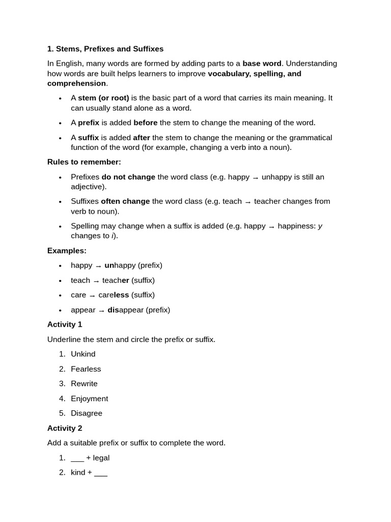 Grade 9 Prefix and Suffix | PDF