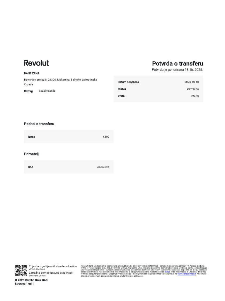 p2p Transaction Confirmation Report Hr Hr 28de89 | PDF