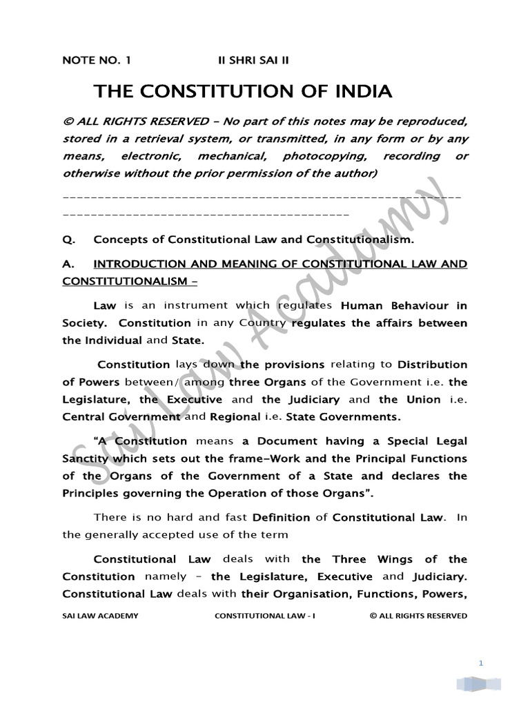 Constitution of India 1 | PDF | Government | Legal Documents