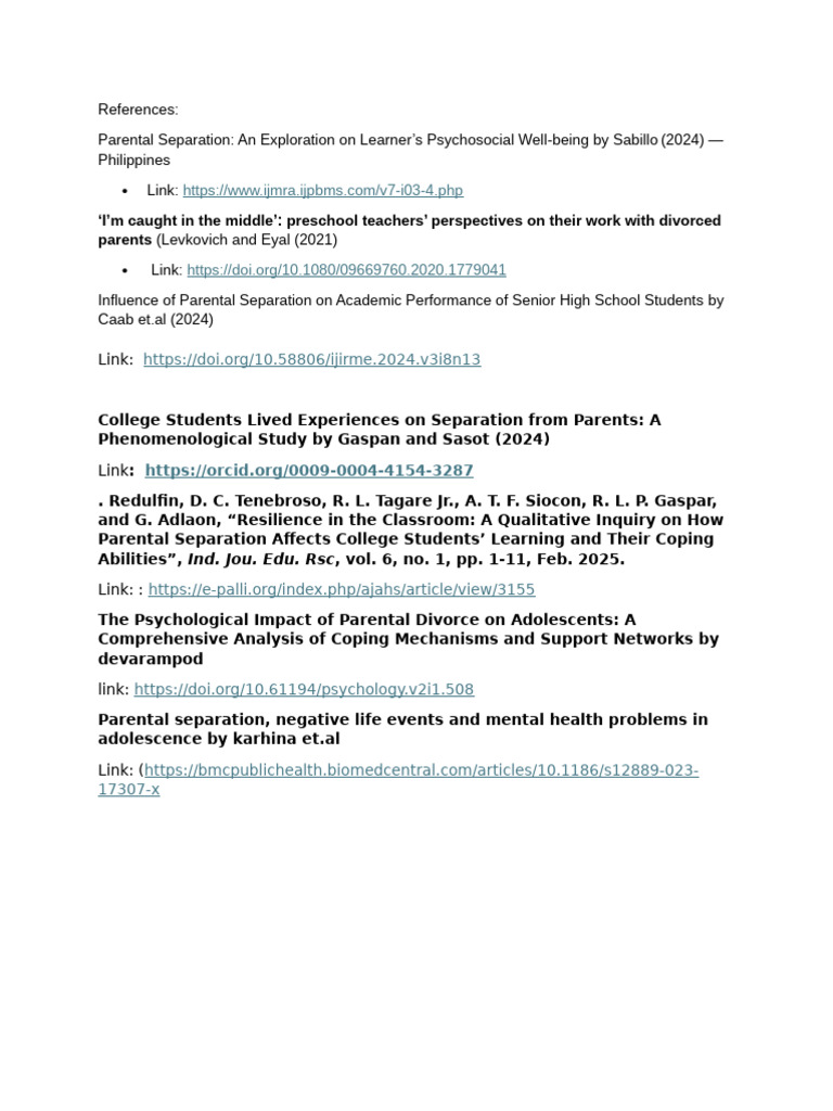 References | PDF | Psychological Resilience | Adolescence