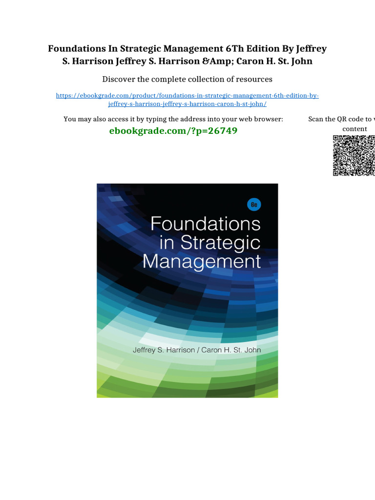 Foundations in Strategic Management 6th Edition by Jeffrey S. Harrison ...