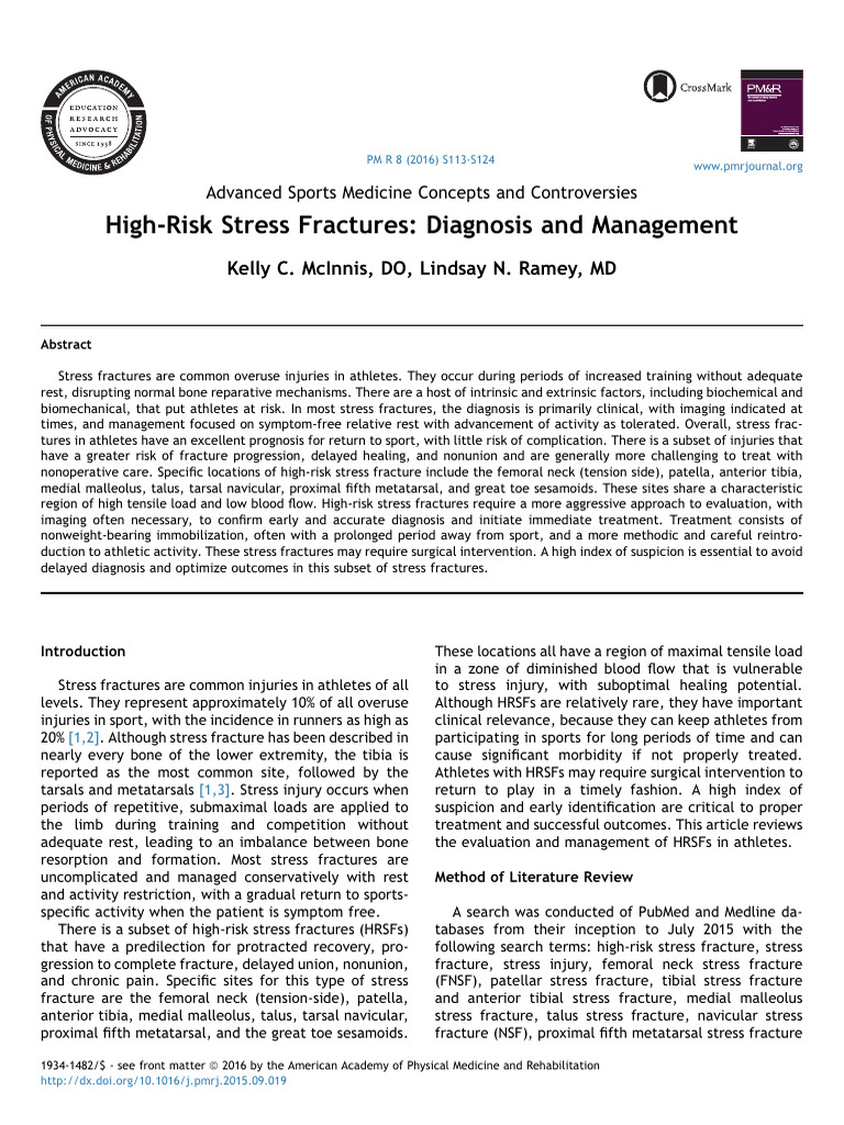 High-Risk Stress Fractures - Diagnosis and Management - Mcinnis2016 ...