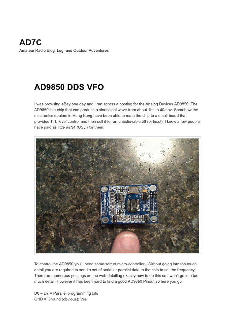 Ad9850 Dds Vfo - Ad7c | PDF | Arduino | Amplifier