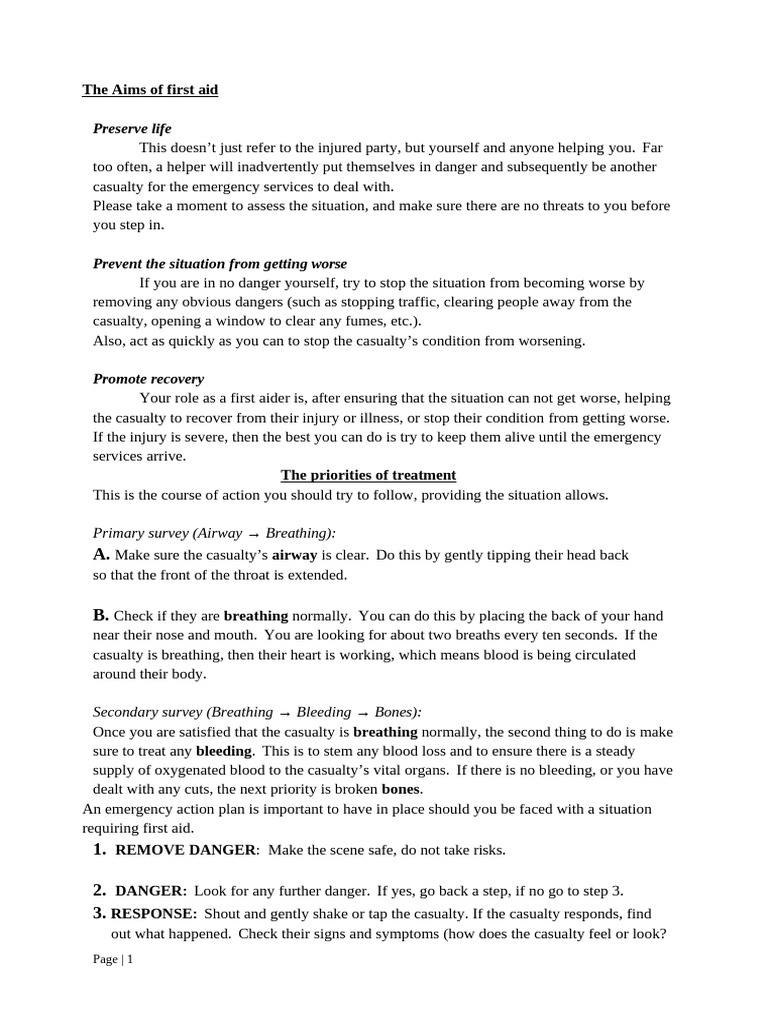 First Aid Notes 2019 | PDF | Cardiopulmonary Resuscitation | Heart