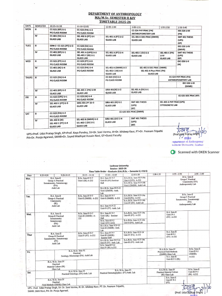 Final Timetable Even Sem | PDF