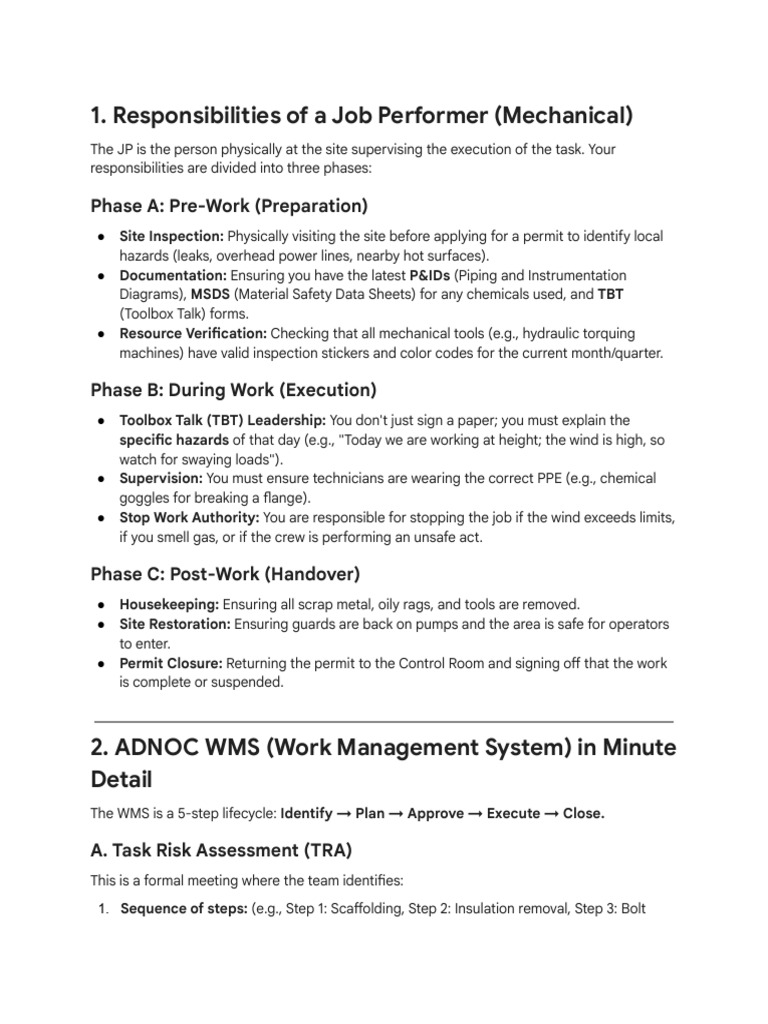 ADNOC Mechanical Job Performer Interview Prep | PDF | Valve ...