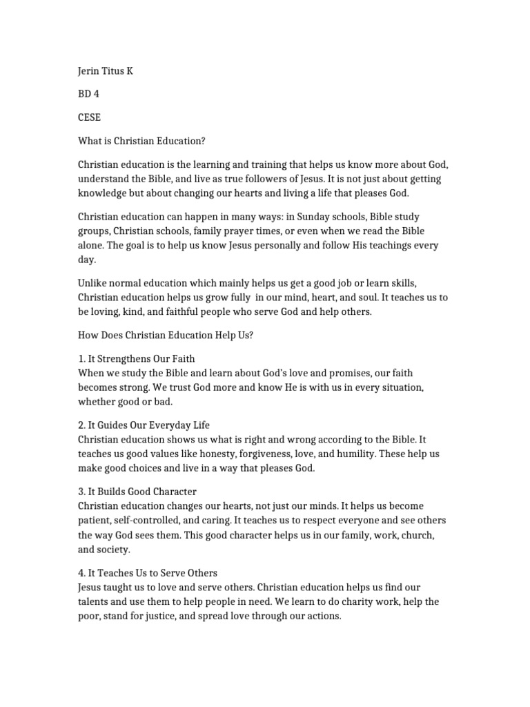 Christian Education Assignment | PDF | Jesus | Faith