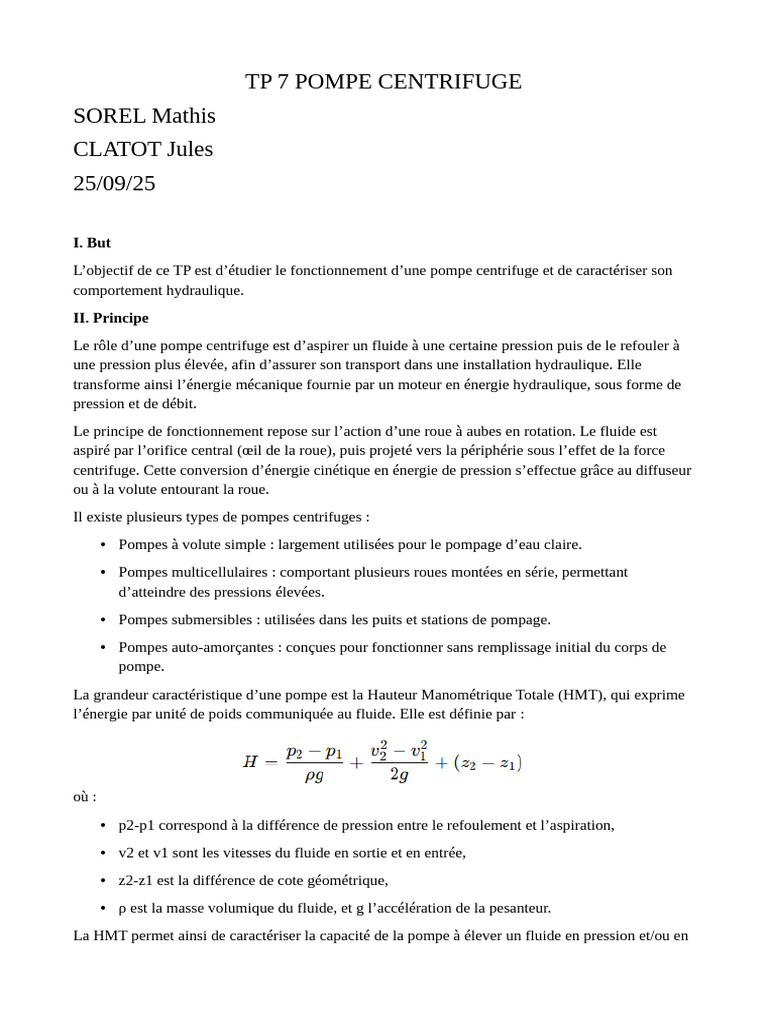 TP N°7 | PDF | Pompe | Pression