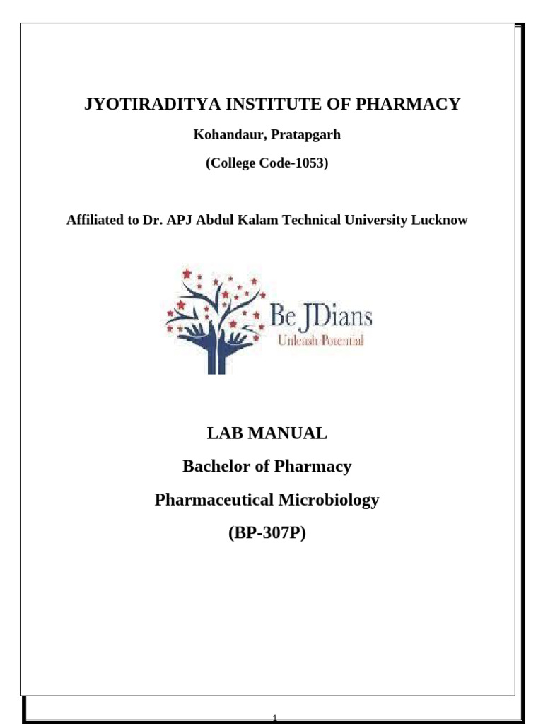 Pharmaceutical Microbiology Lab Manual | PDF | Staining | Sterilization ...