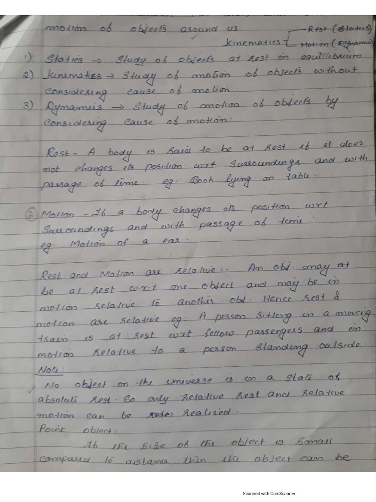 Motion in a Straight Line Notes | PDF