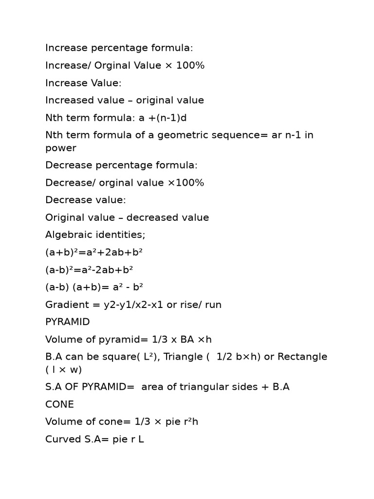 Math Formulas | PDF