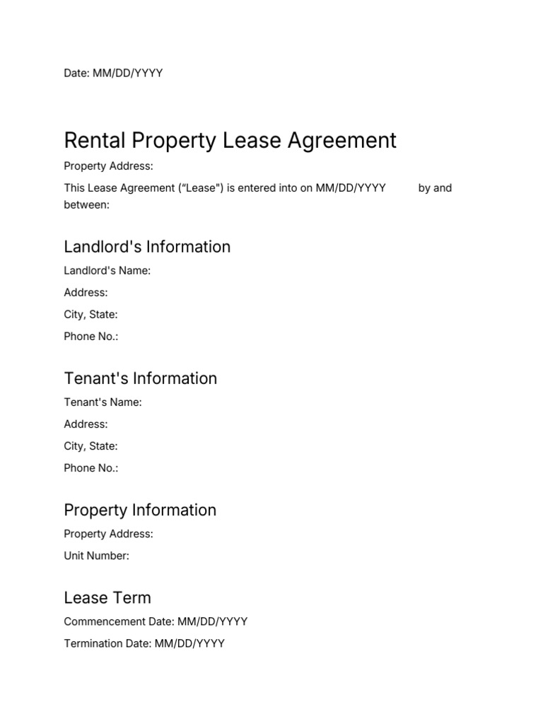 Rental Property Lease Agreement Template | PDF