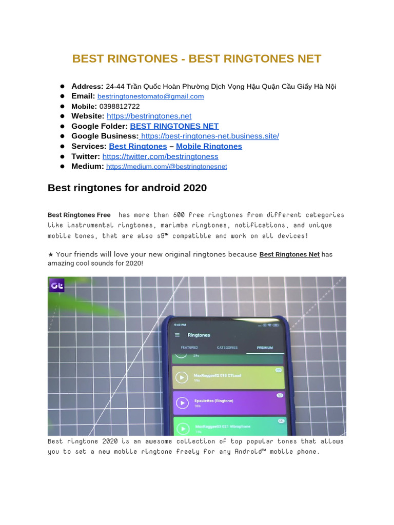 Best Ringtones For Android | PDF | Mobile Telecommunications User ...