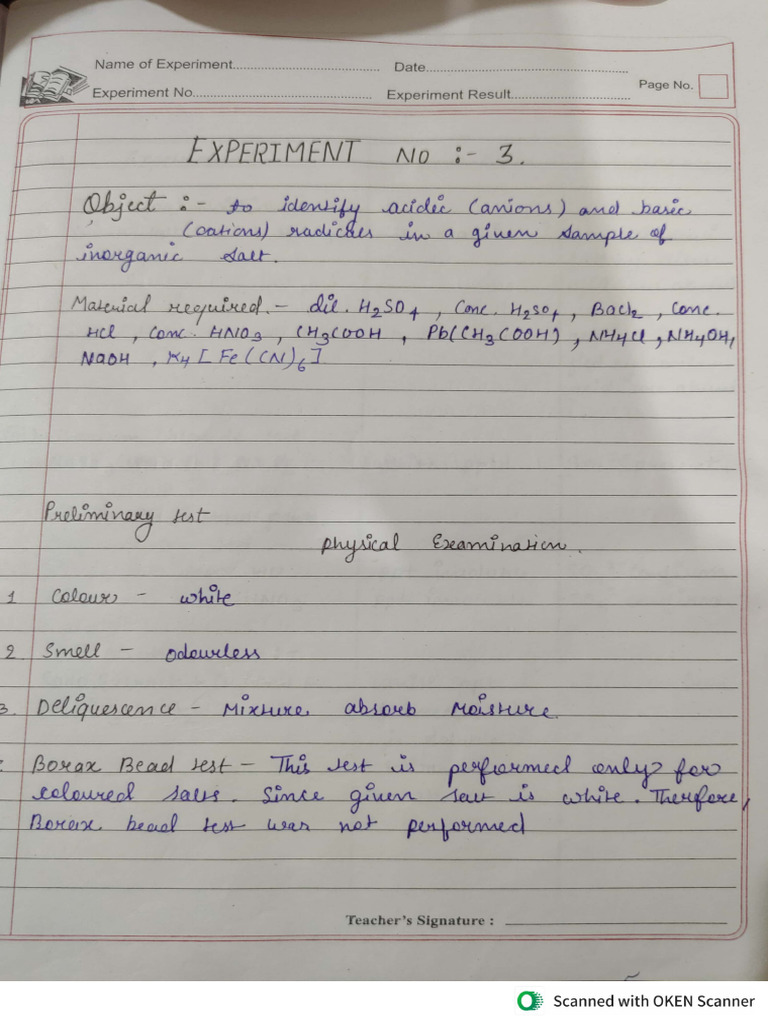 Chemistry Experiment 3 | PDF