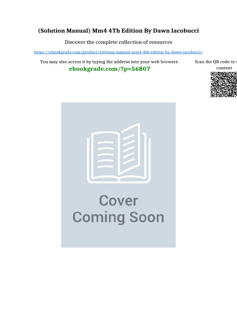 (Solution Manual) MM4 4th Edition by Dawn Iacobucci Full | PDF